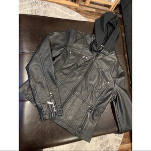 Hooded leather jacket